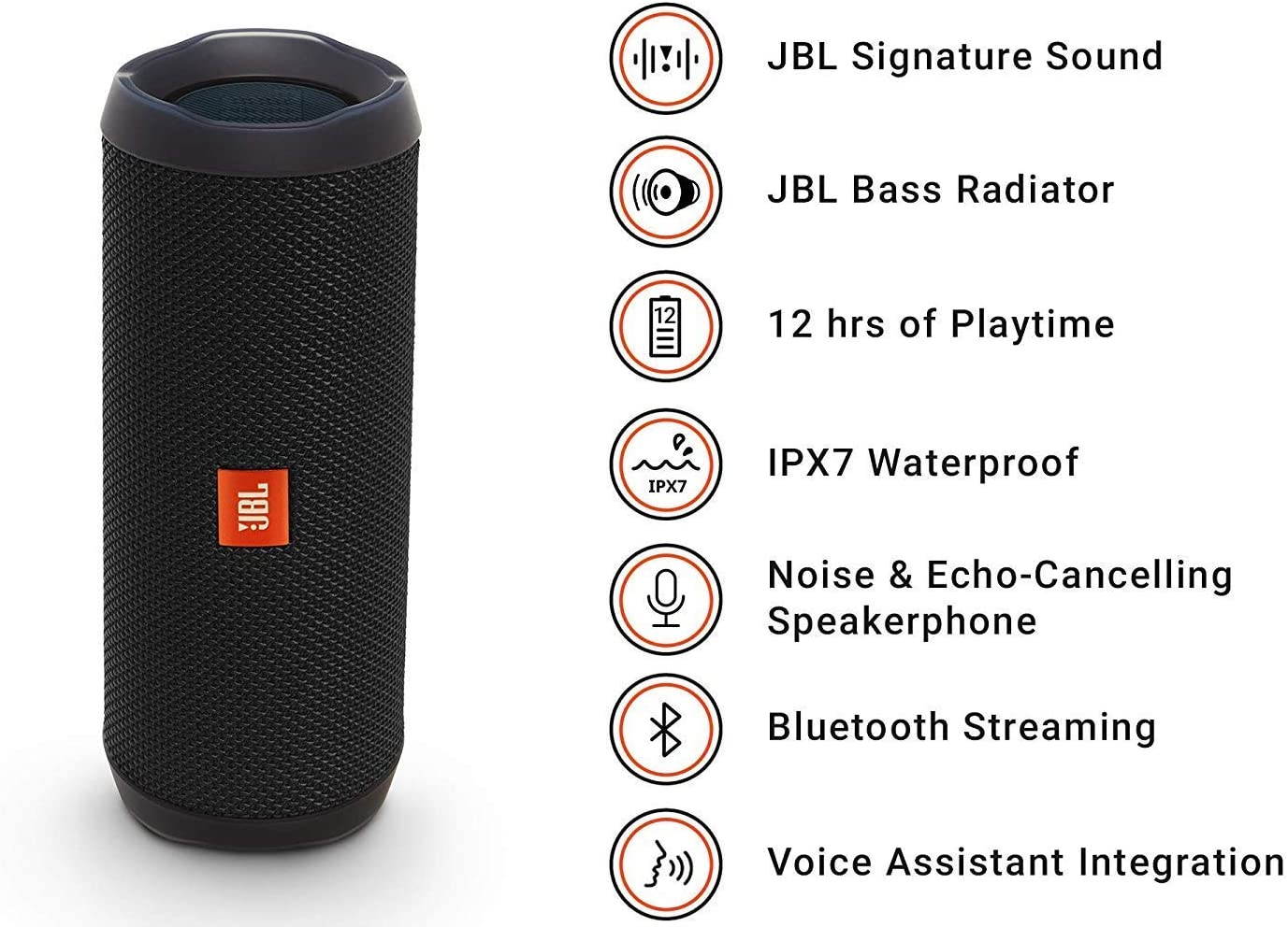 JBL FLIP 4 Black Portable Bluetooth Speaker Waterproof