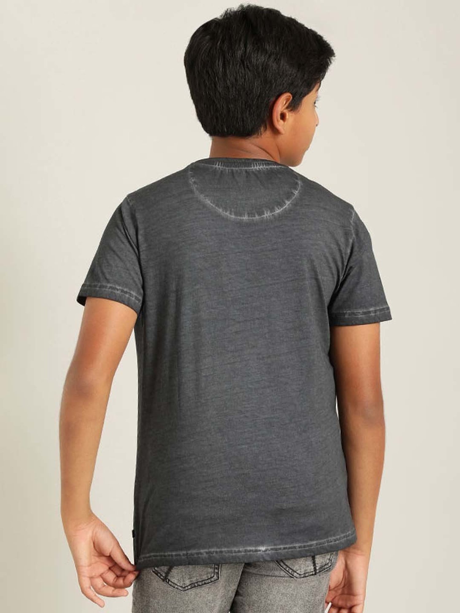Indian Terrain Kids Grey Cotton Printed T-Shirt