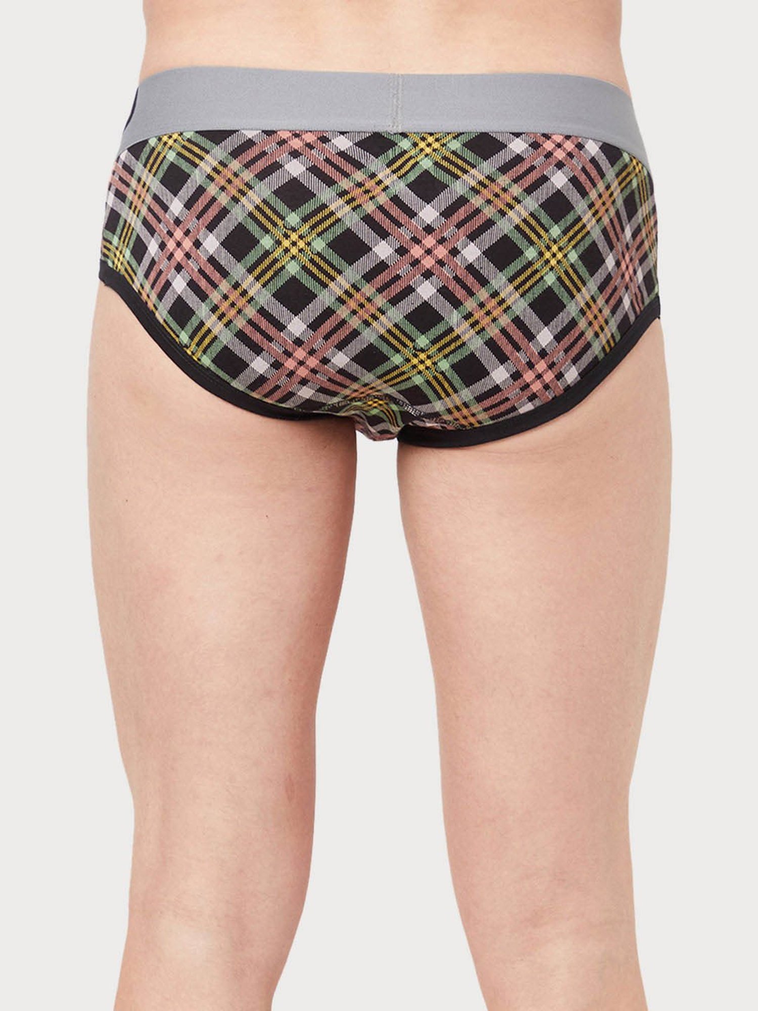 Zoiro Atlantic Deep & Black Regular Fit Checks Briefs - Pack Of 2