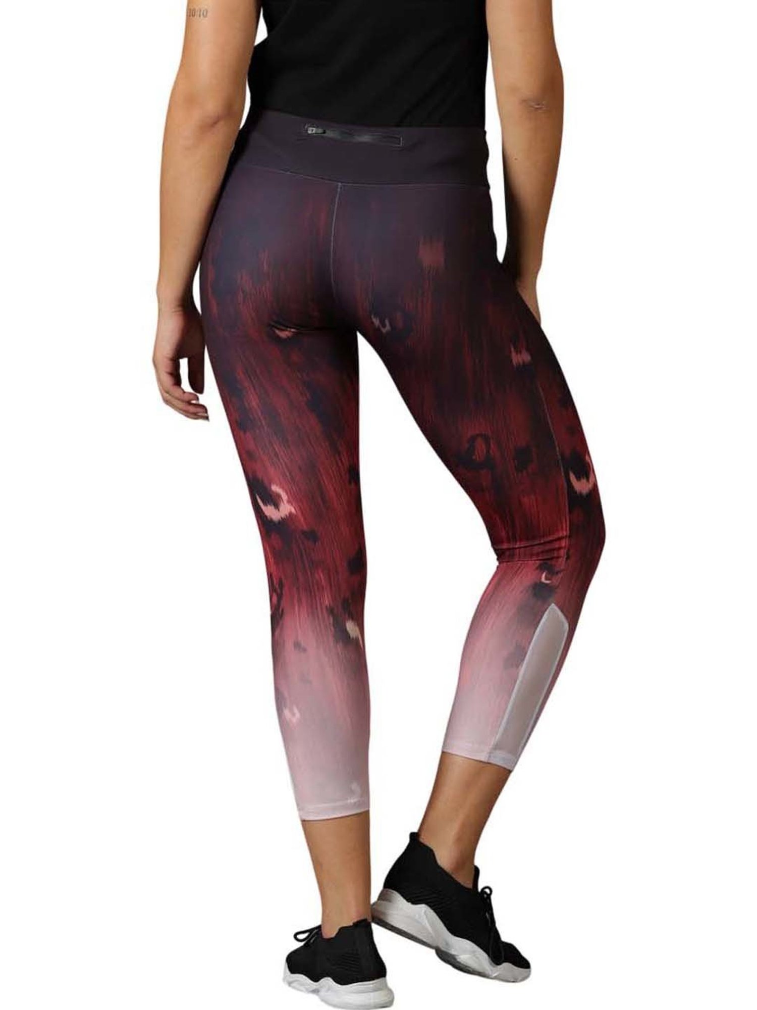 Domin8 Women Skin Fit Digital Printed Training Tights With Elasticated Waist & Zipper Pocket