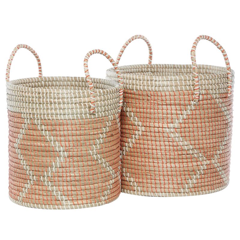 2pk Round Seagrass Storage Baskets with Handles