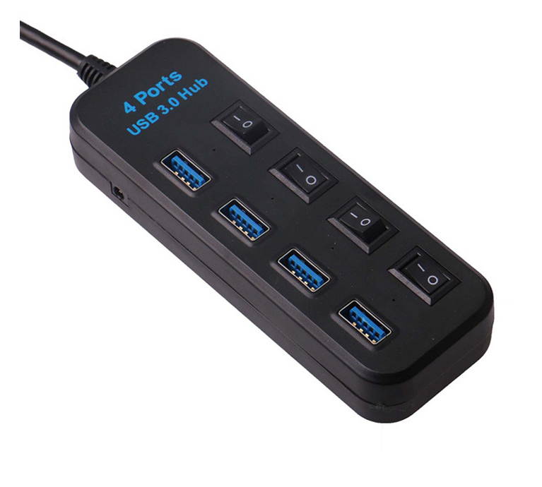 USB Type C to 4-Port 3.0 Hub with Individual Power Switches