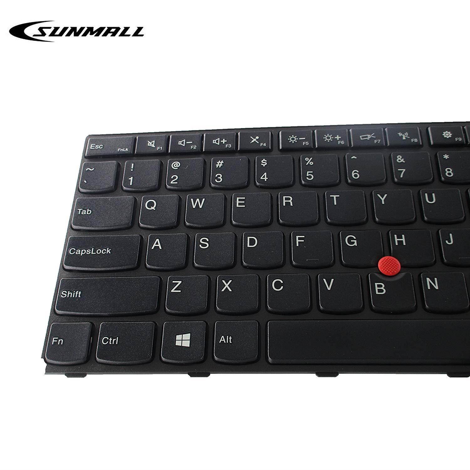 SUNMALL Laptop Keyboard Replacement with Frame Compatible with Lenovo Thinkpad E550 E550C E555 E560 E565 Series Laptop Black US Layout (6 Months Warranty)