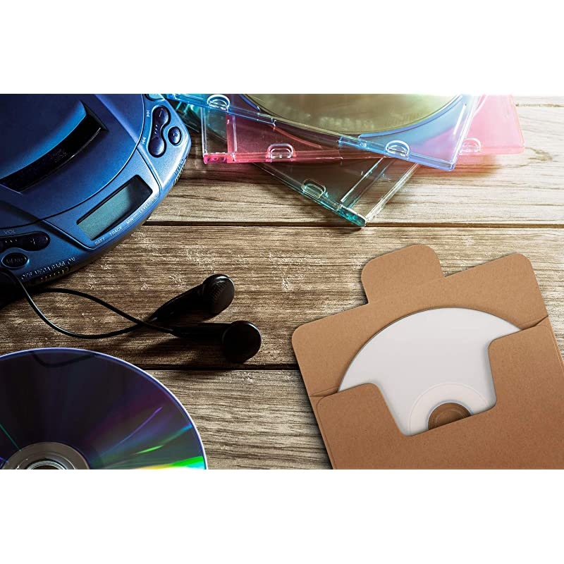 CD Sleeves 100 Packs Kraft Paper Envelopes 5 x 5 Inches Brown DVD Paper Cardboard Envelopes CD Paper Storage Holder Covers