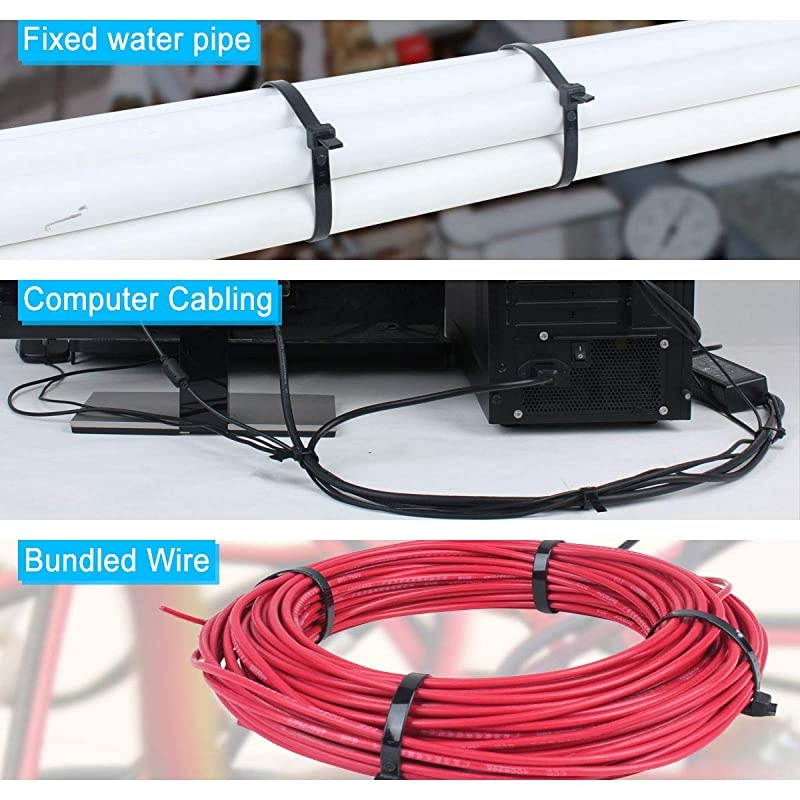 Cable Zip Ties,  Multi-Purpose Heavy Duty Nylon Self Locking Cable Ties Length 16 Inch Width 0.35 Inch, Industrial Grade 175 LB Tensile Strength Wire Ties 100 Pcs - White