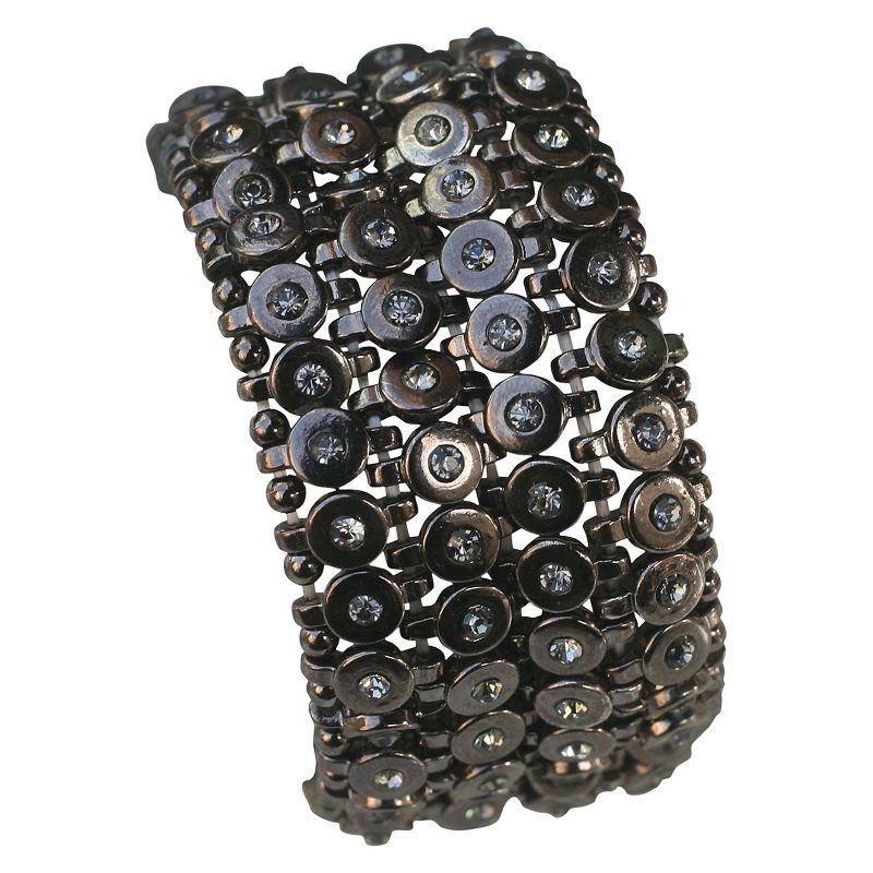 Zirconite Multi-Strand Bracelet with Bezel Crystals - Black