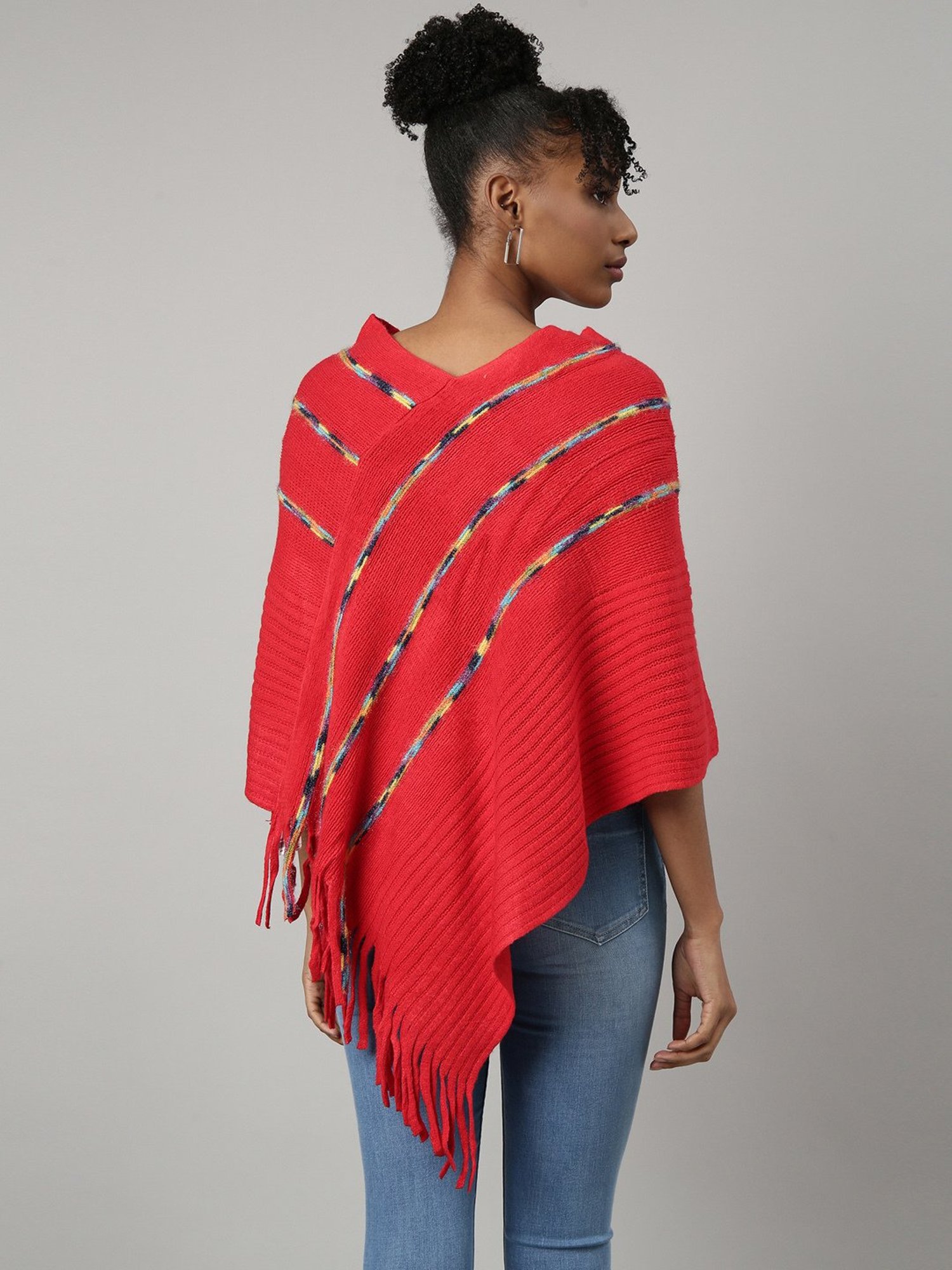 SHOWOFF Red Self Design Poncho