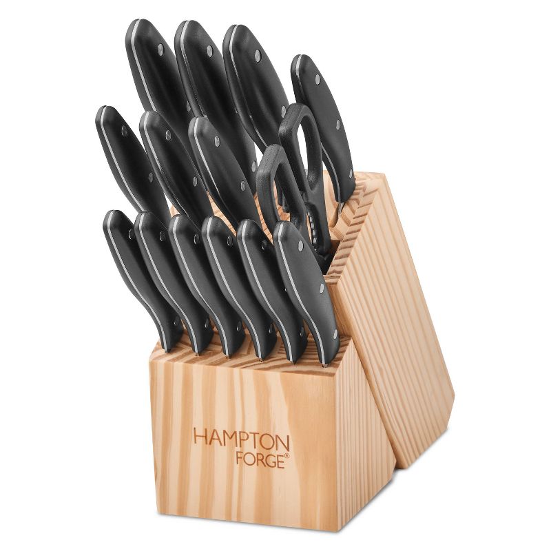 Hampton Forge Rochester 15pc Full Tang Triple Rivet Knife Block Set