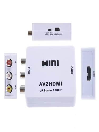 White Mini RCA AV to HDMI Converter Adapter Composite AV2HDMI Converter 1080P