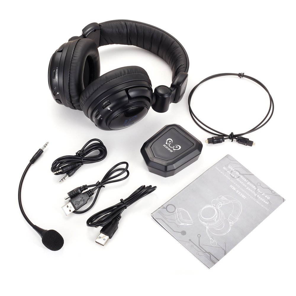 HUHD 2.4 Ghz Optical Wireless Stereo Vibration Gaming Headset For Xbox 360S , PS4/3, PC, Mac ,TV ,XBox One With Detachable Microphone