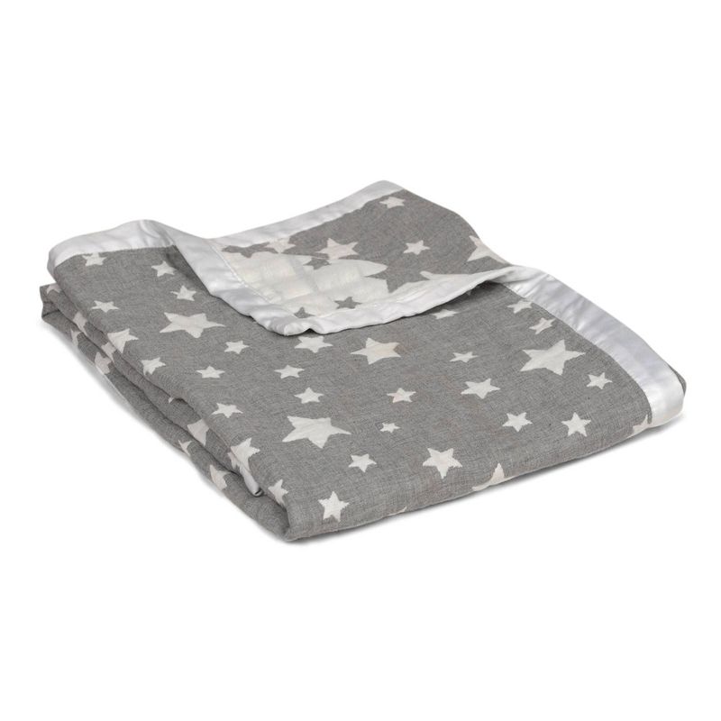 Living Textiles Baby Cotton Muslin Jacquard Blanket - Gray Star