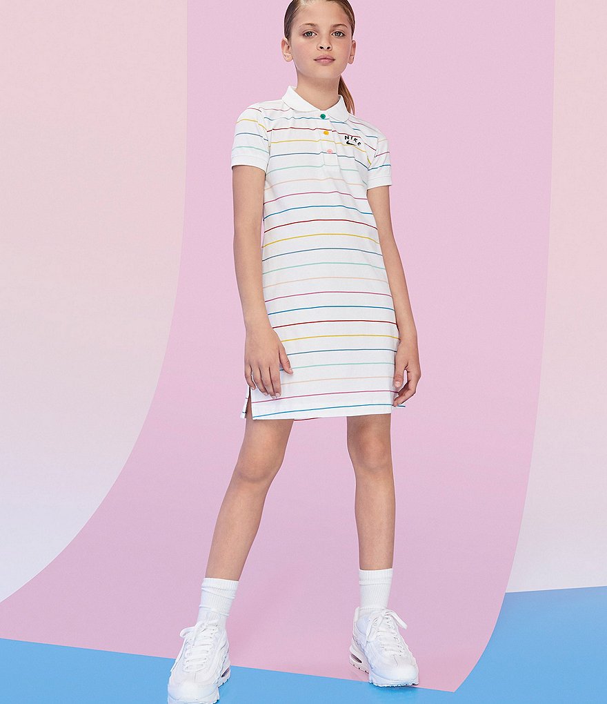 Nike Big Girls 7-16 Stripe Polo Shirtdress
