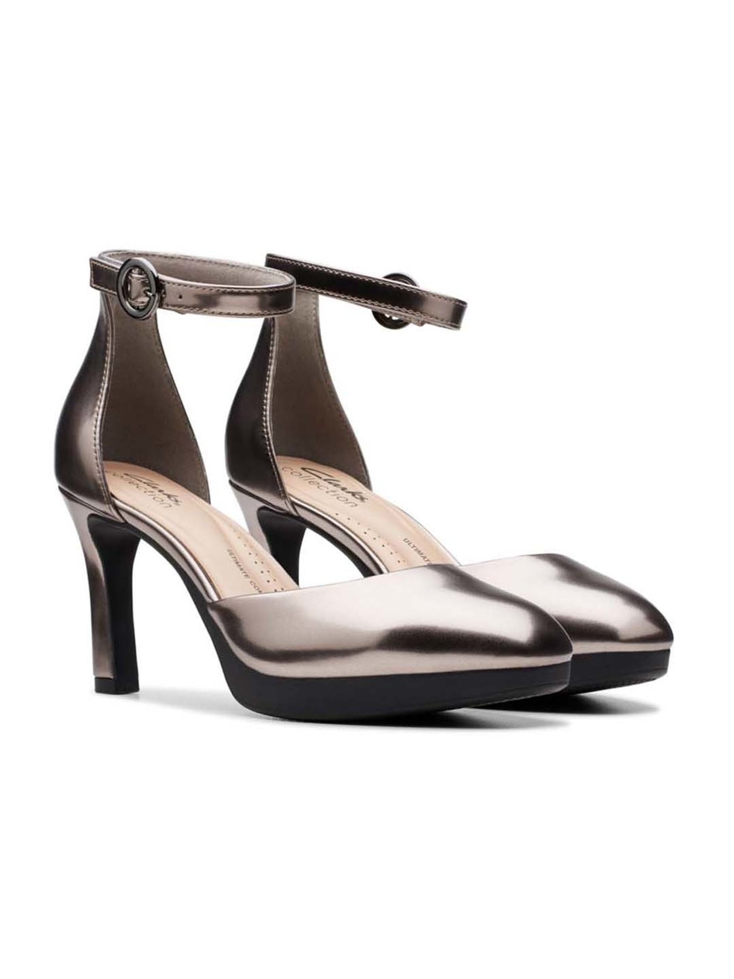 Clarks Women's Ambyr2 Cove Gun Metal Ankle Strap Stilettos