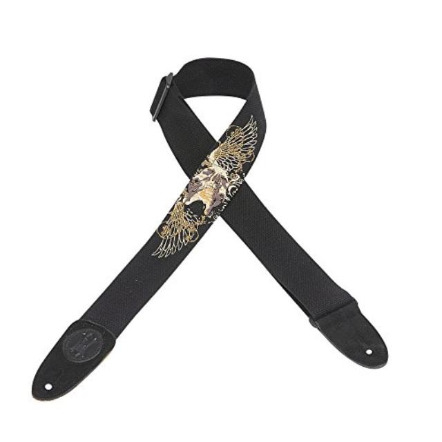 levy's mssc8s cotton printed skull guitar strap, wings