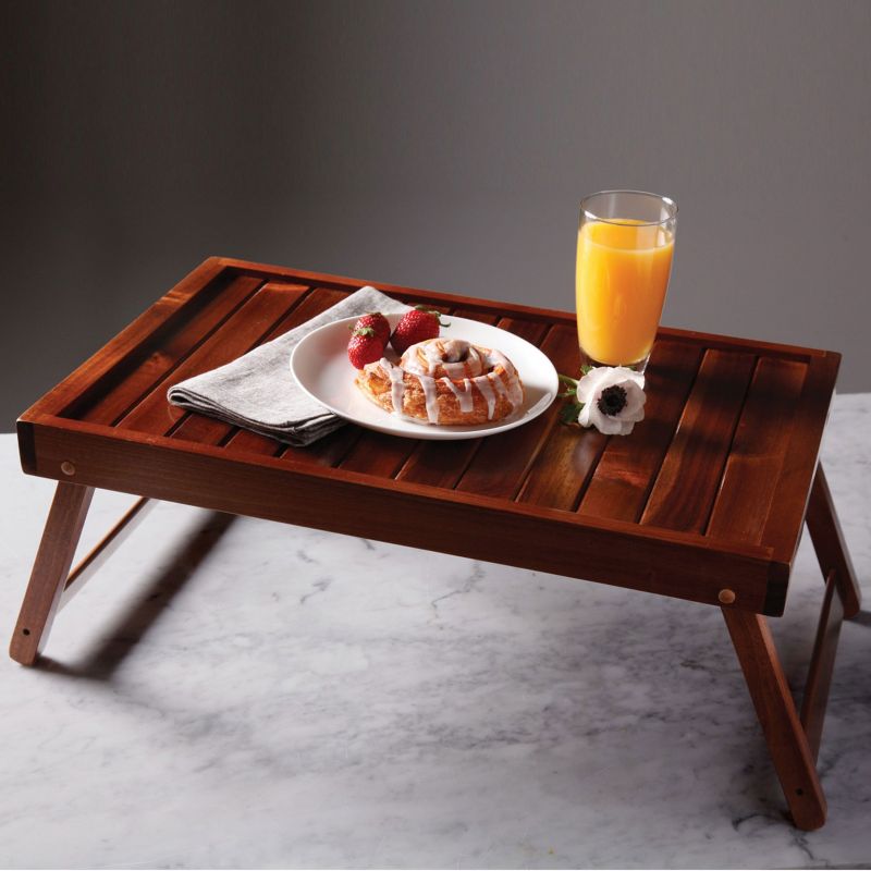 Gibson Home Natural Trends Acacia Wood Folding Bed Tray