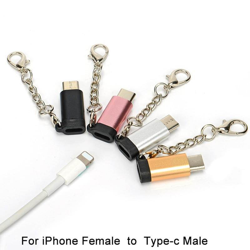 Keychain Cable Female to USB-C Type-c Male Charger Cable Adapter for iPhone
