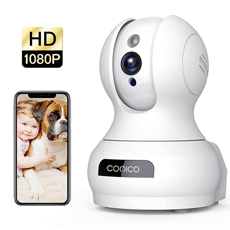Camera, 1080P HD WiFi Pet Camera Baby Monitor, Pan/Tilt/Zoom IP Camera for Elder/Nanny Security Cam Night Vision Motion Detection 2-Way Audio Cloud Service Available Webcam White