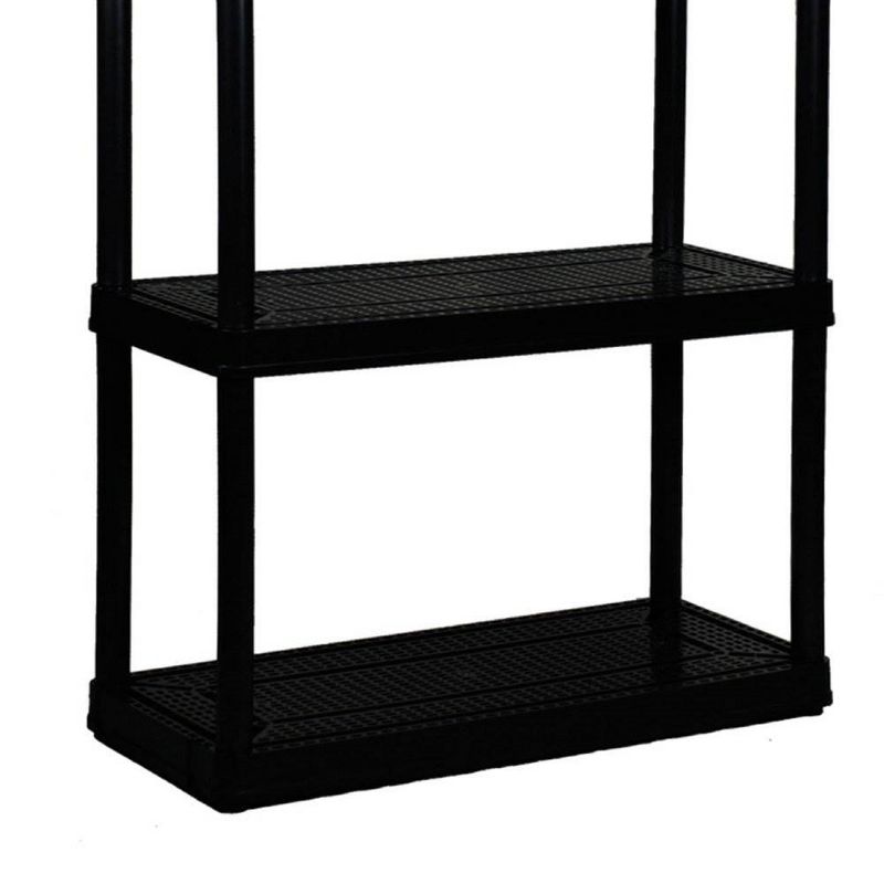 Gracious Living 14" x 32" x 54.5" 4-Shelf Tier Resin Multi-Purpose Medium Duty Indoor Garage Storage Organizer Shelves, Black