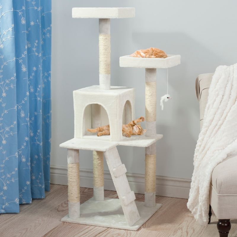 Petmaker Sleep and Play Cat Tree - 4 ft - White