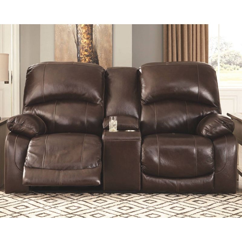 Hallstrung Power Reclining Loveseat with Console/Adjustable Headrest Chocolate Brown - Signature Design by Ashley