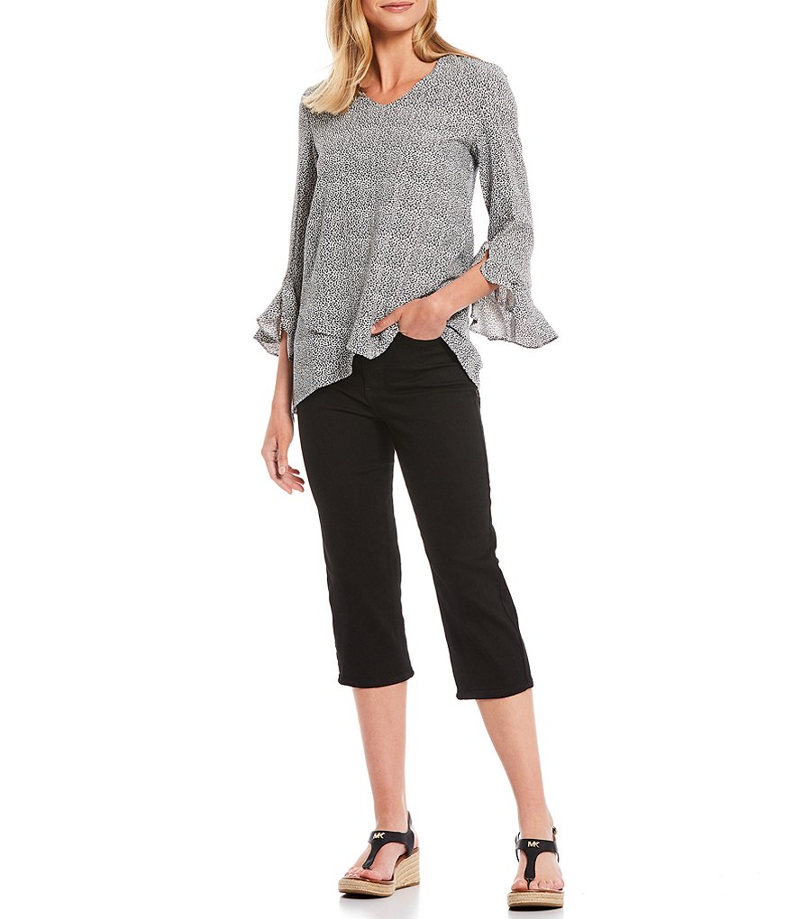 Ruby Rd. Petite Size Double Face Stretch Embellished Hem Capri Pants