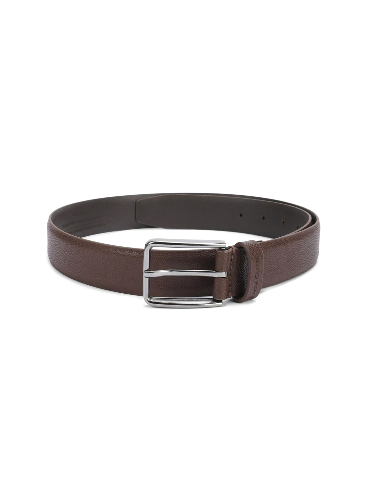 Simon Carter Brown Leather Textured Formal Belt for Men
