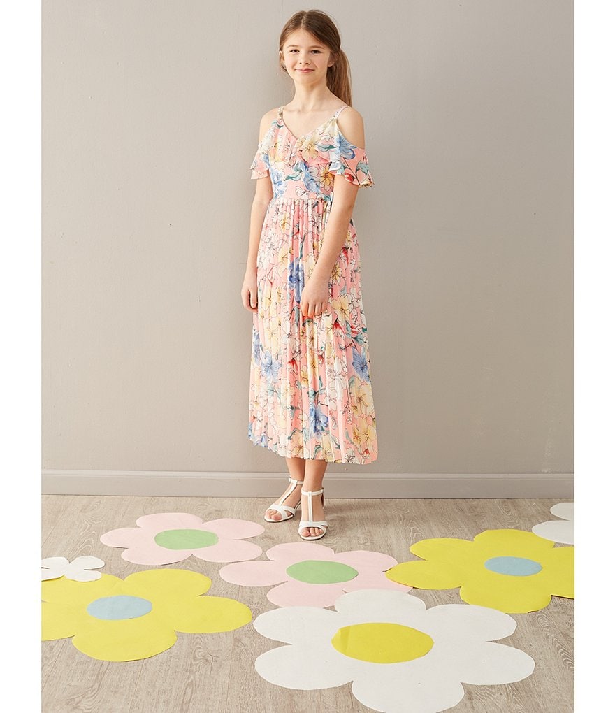 Bonnie Jean Big Girls 7-16 Tie-Dye Chiffon Tiered Maxi Dress