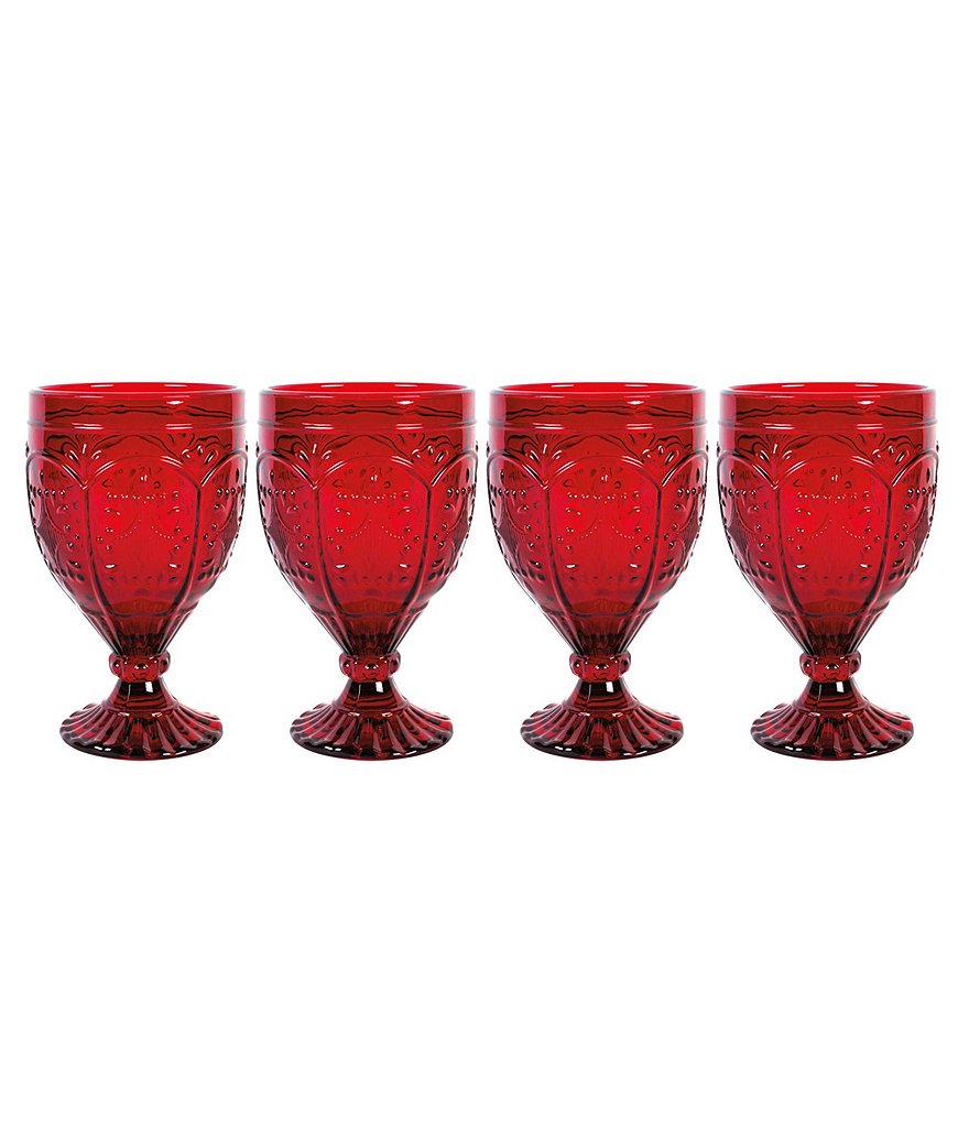 Fitz and Floyd Red Trestle Goblets, Set of 4