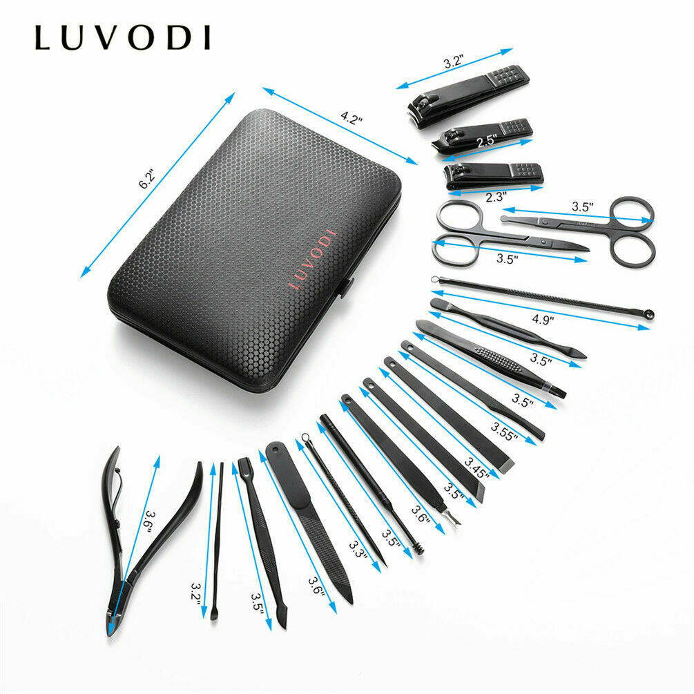 18PCS Manicure Pedicure Set Finger Toe Nail Clippers Scissors Grooming Kit Tool