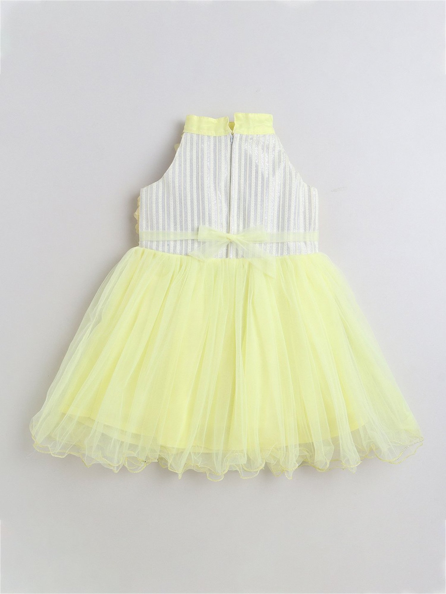 Many Frocks Kids Yellow Applique Dress