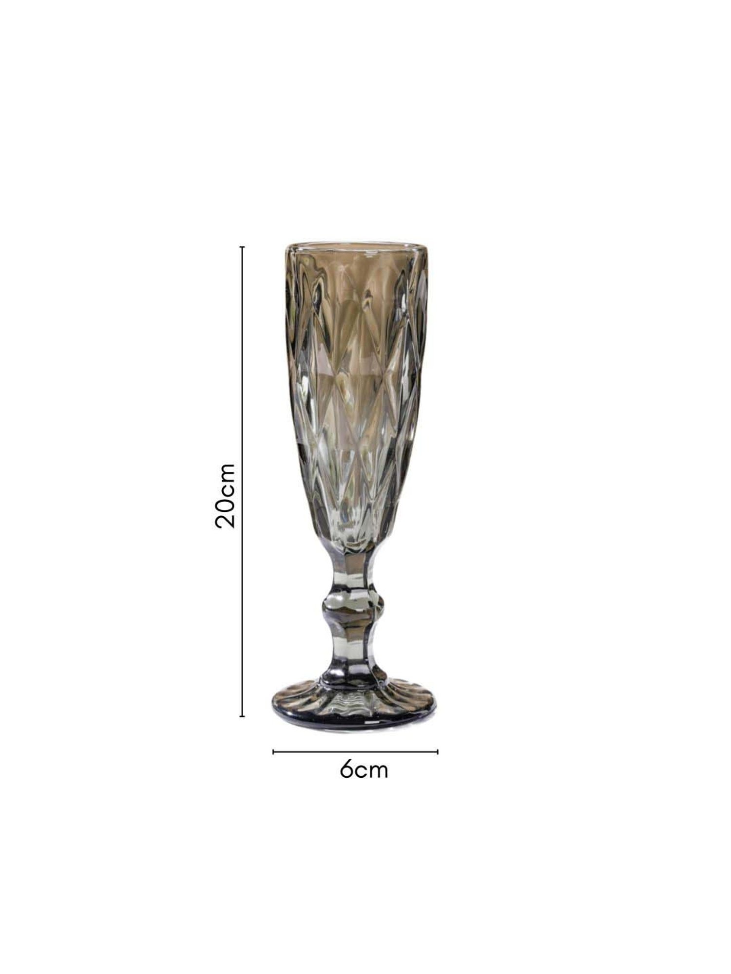 Nestasia high quality Crystal Textured Grey Champagne Glasswareset with Stem (Set Of 6, each 150 ml)