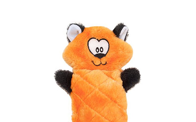 ZippyPaws - Jigglerz Tough No Stuffing Squeaky Plush Dog Toy with Crinkle Head and Tail - Fox