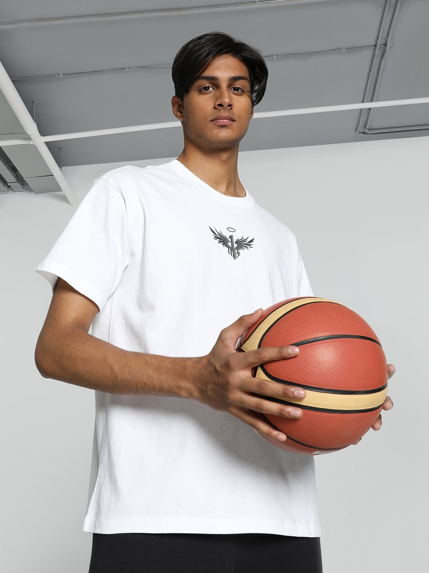 Puma Melo Alwayz On White Regular Fit Oversized Basketball T-Shirt
