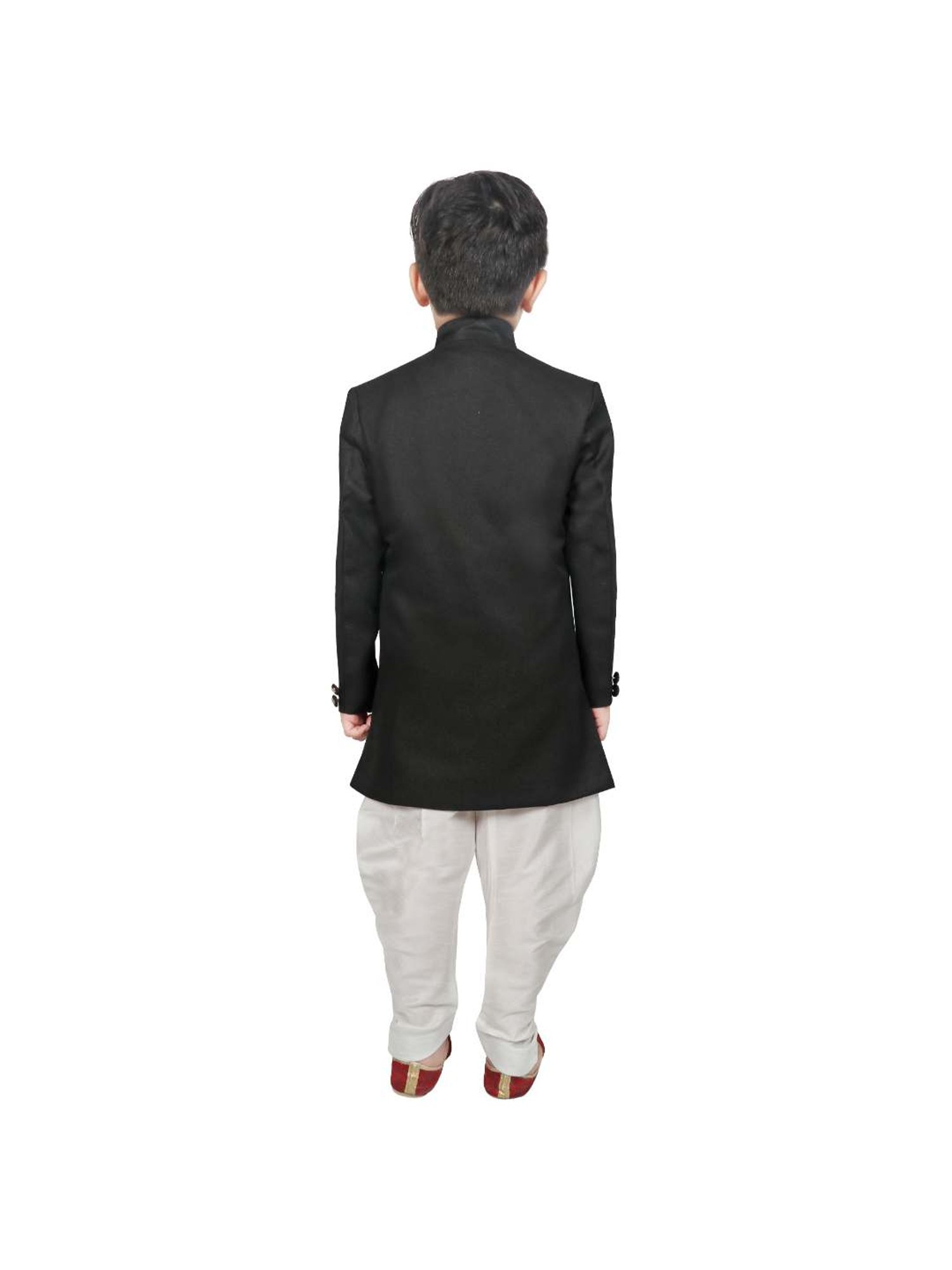 VASTRAMAY Boys Turquoise Floral Full Sleeves Indowestern