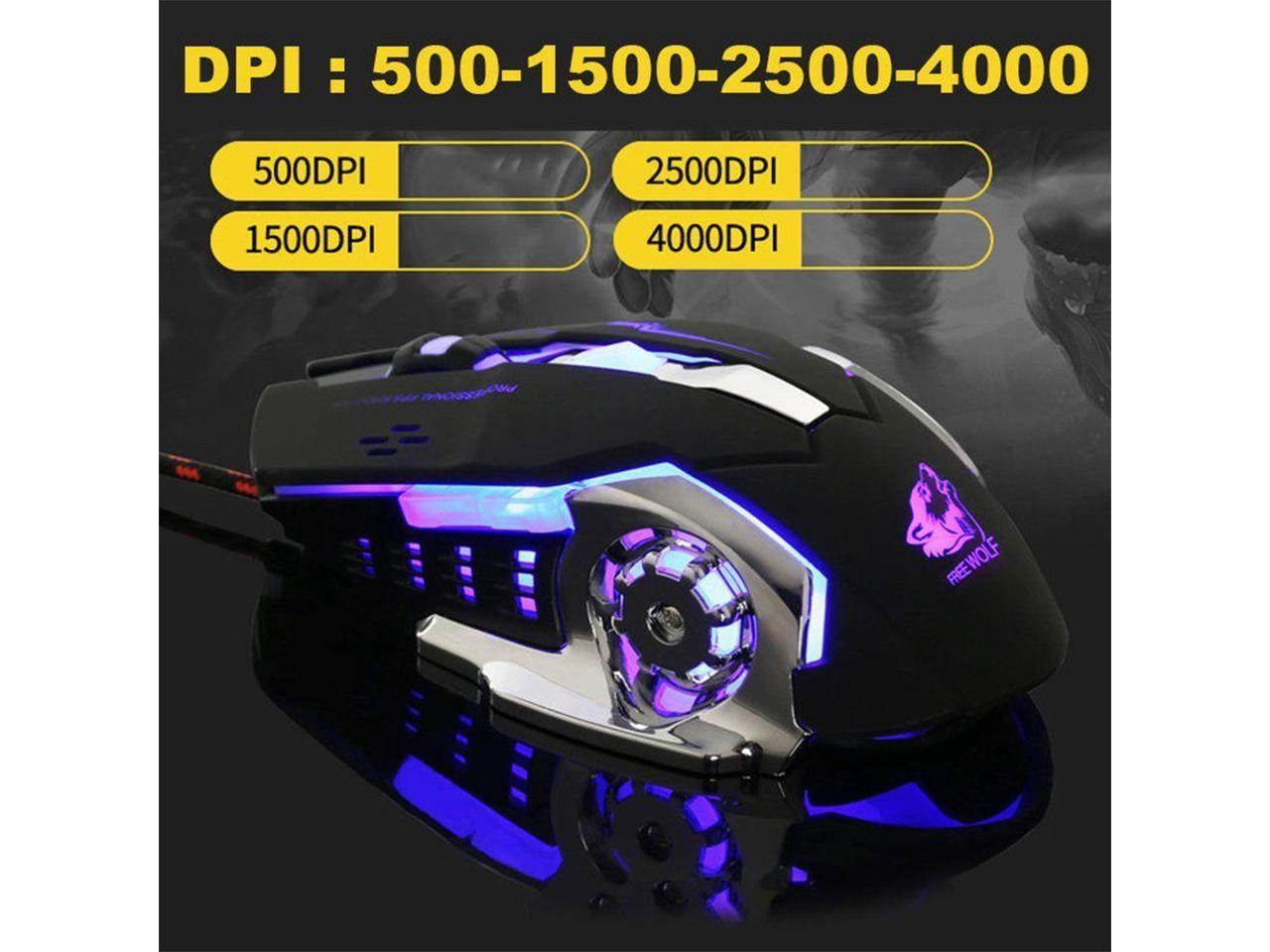 Wired V5 Silent USB Ergonomic 4000DPI Optical Gaming Mouse For PC Computer Black