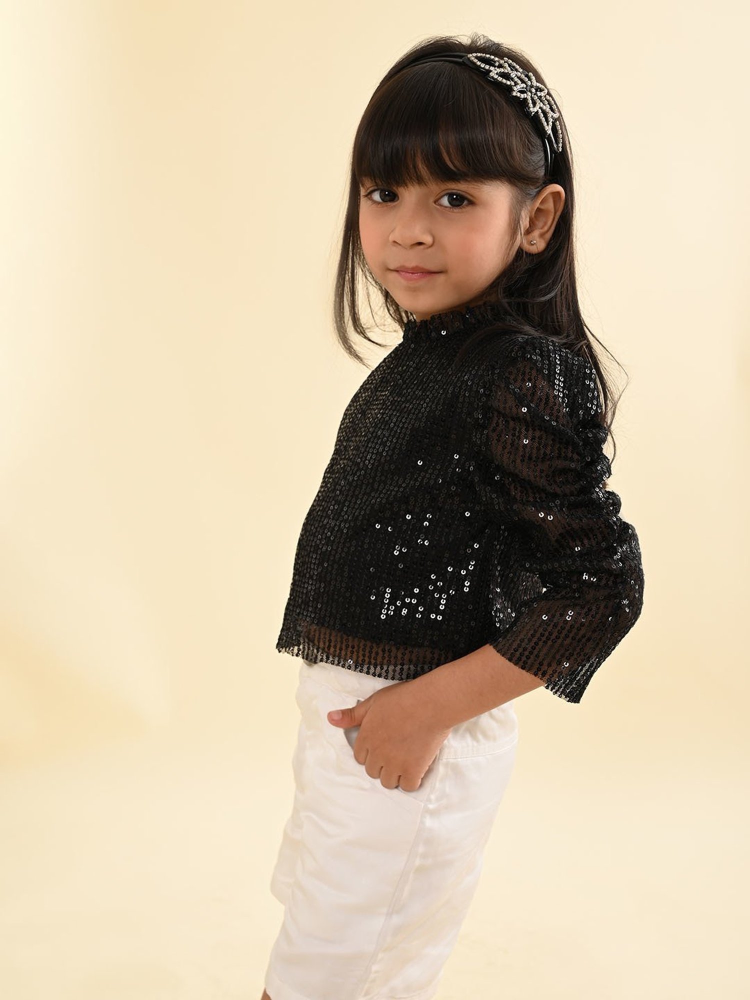 LilPicks Kids Black Embellished Top