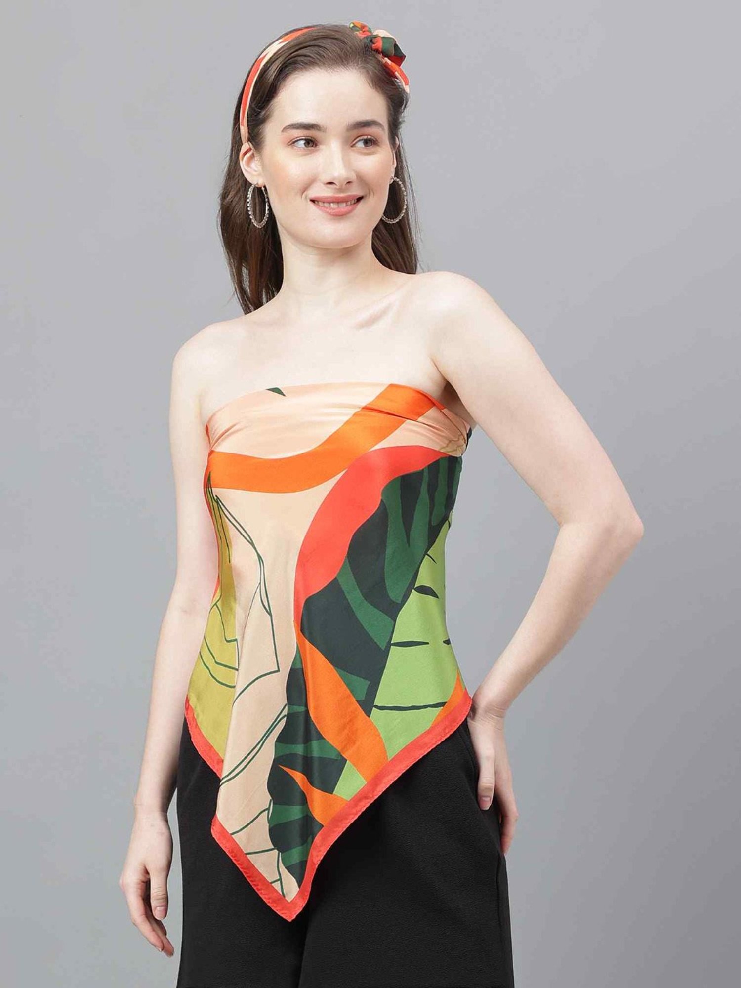 Tossido Multicolor Floral Scarf & Bag Scarf Set