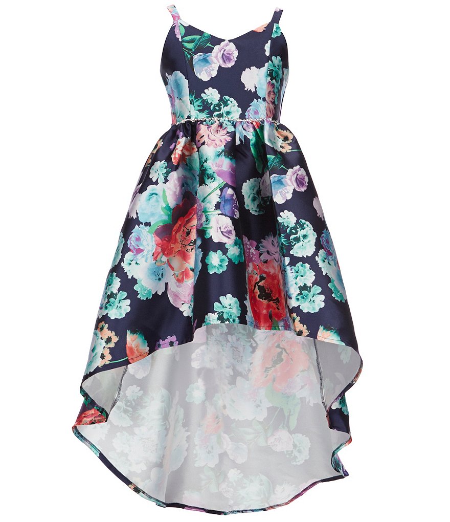 Rare Editions Big Girls 7-16 Floral-Print Extreme High-Low Dress