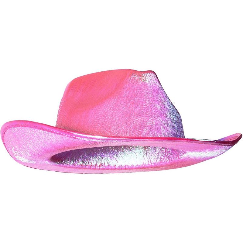 Juvolicious Holographic Shiny Cowboy Party Hat for Concerts, Rodeos, Parties (Pink, 14.5 x 11.5 x 3.75 in)