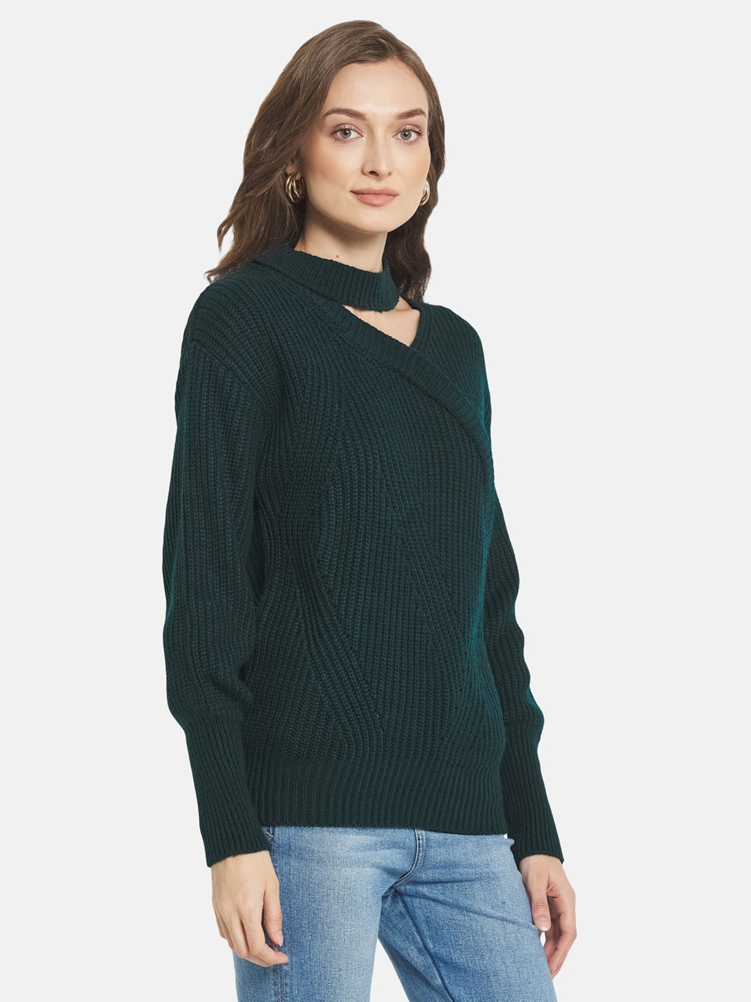METTLE Green V Neck Pullover
