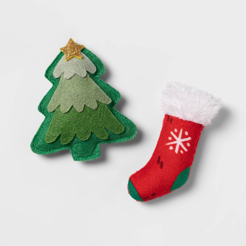 Tree & Stocking Holiday Cat Toy - 2pk - Wondershop™
