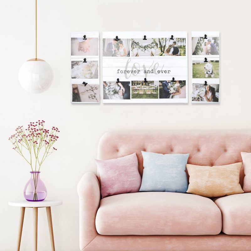3pc 16" x 32" Twelve Opening Love Clip Collage Photo Display White - New View