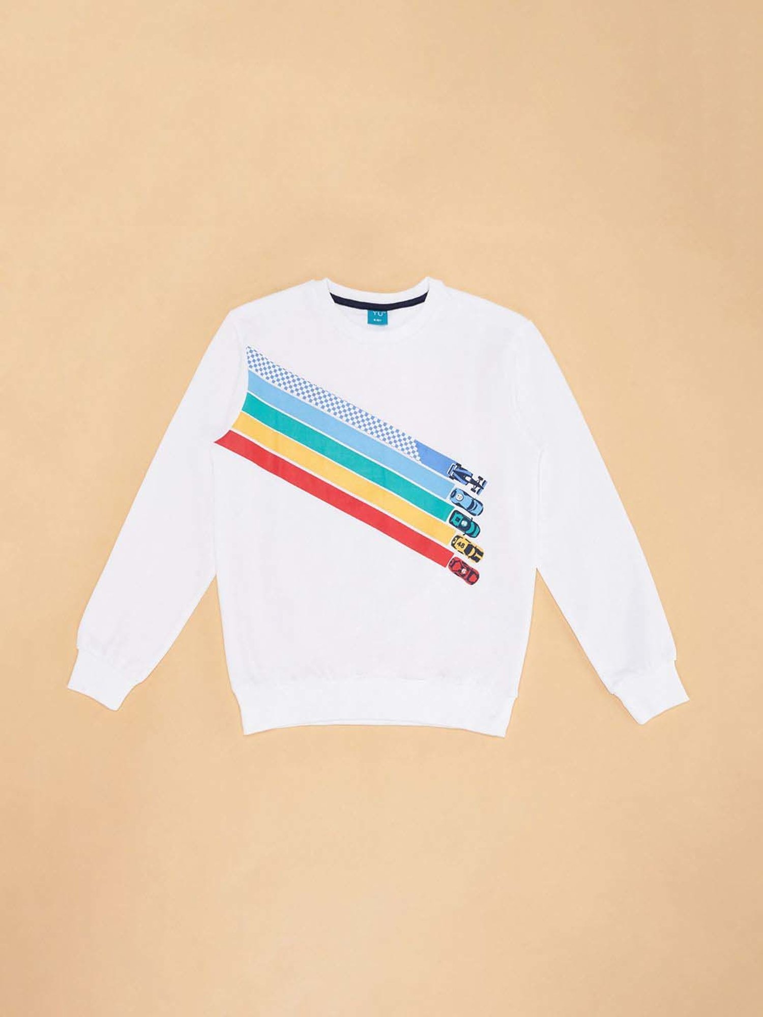 YU by Pantaloons Kids Off-White Printed Full Sleeves Sweatshirt