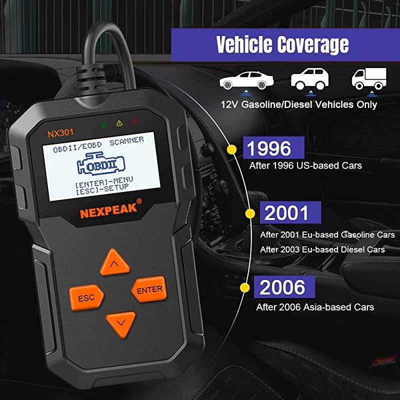Obd2 Scanner NX301 Code Reader Portable Car Diagnostic Scanner Engine False Code Scan Tool for Most Vehicles Since 1996