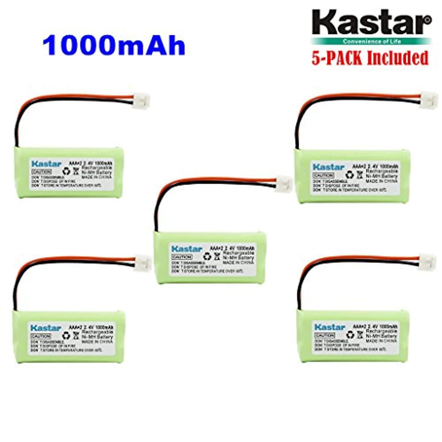 kastar 5-pack aaax2 2.4v eh 1000mah ni-mh rechargeable battery for bt184342 bt284342 bt18433 bt28433 bt-1011 bt-1022 bt-1031 vt