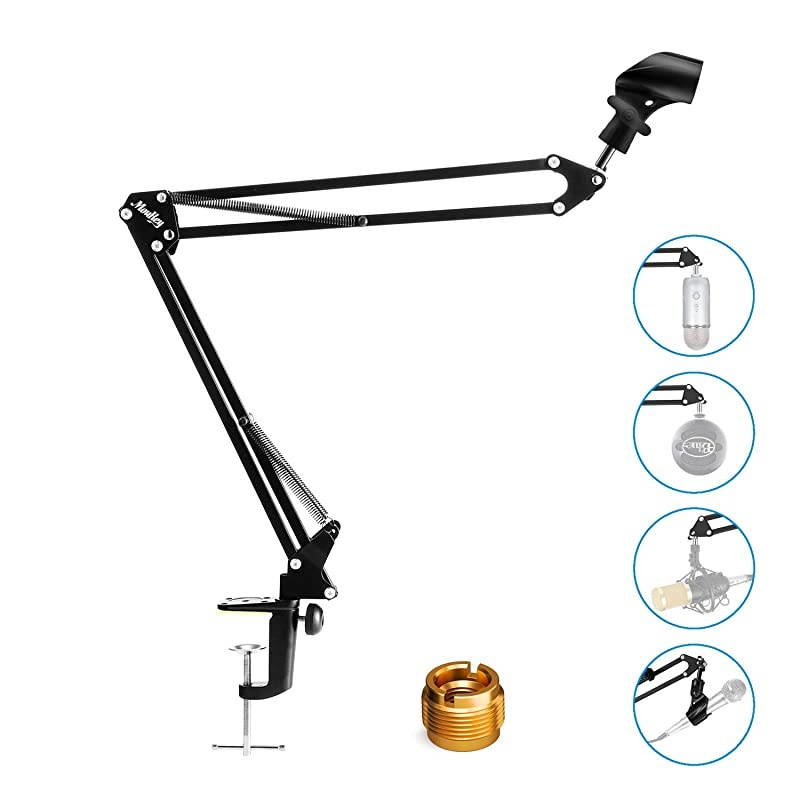 MMs-1 Microphone Arm, Upgraded Mic Arm Microphone Stand Boom Suspension Stand with Anti-Slip Clip For Blue Yeti Snowball Shure and Other Microphones
