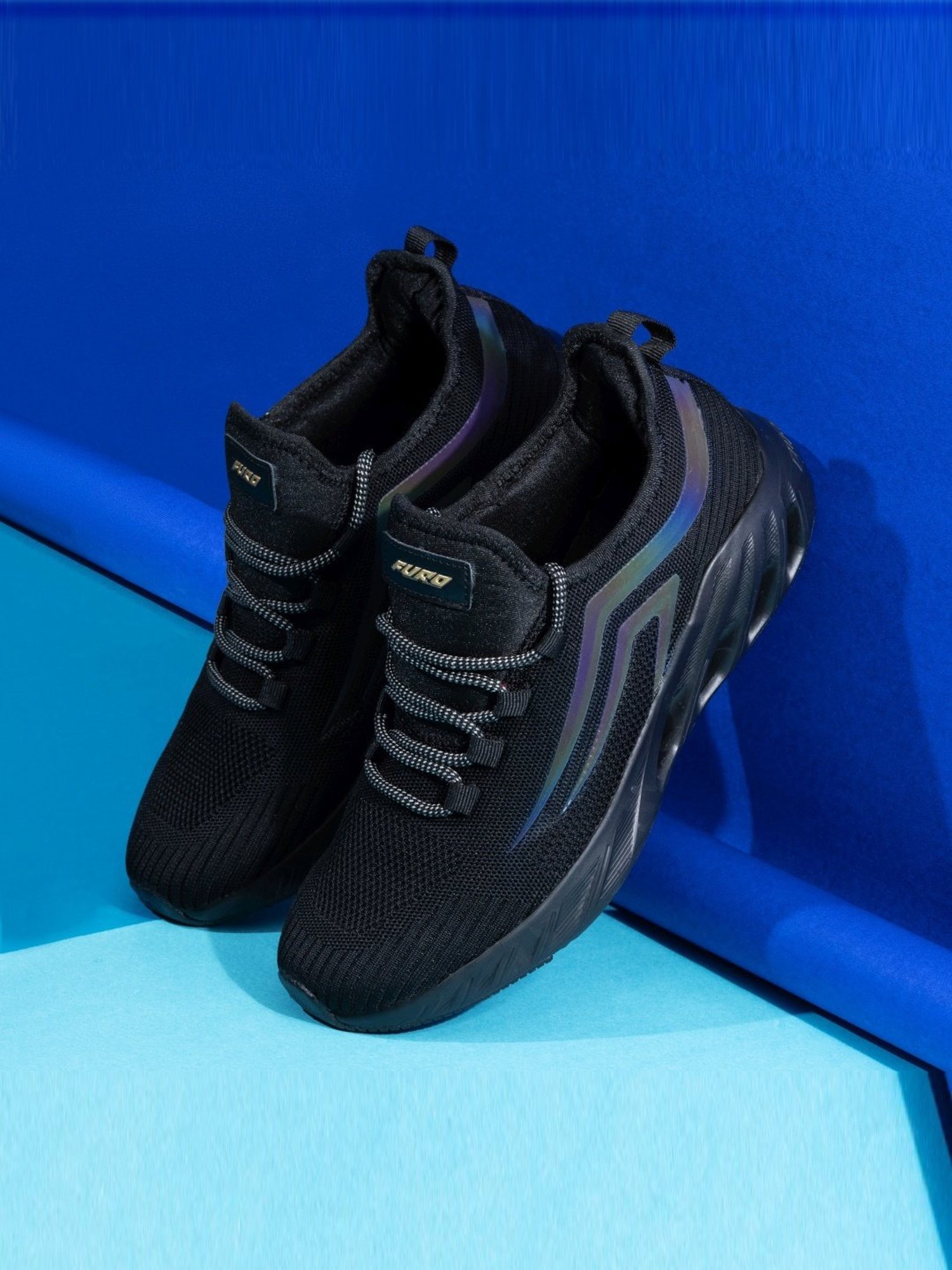 Furo By Red Chief Men's Black Running Shoes