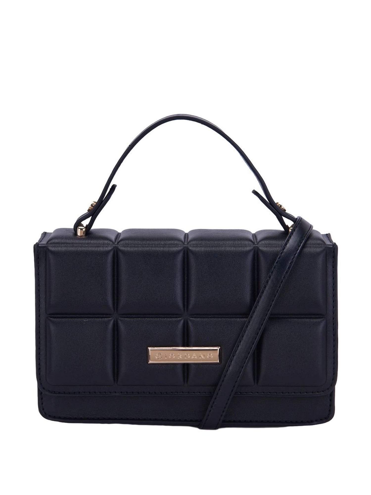 Giordano Black Quilted Medium Satchel Handbag