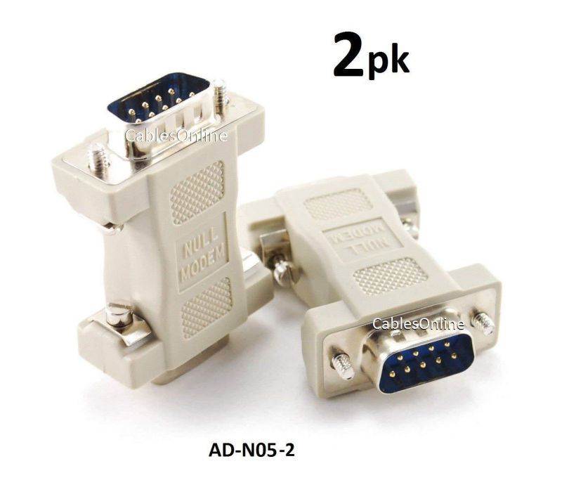 CablesOnline DB9 Serial Null Modem Male to Male Data Transfer Adapter/Gender Changer , (2-Pack) (AD-N05-2)