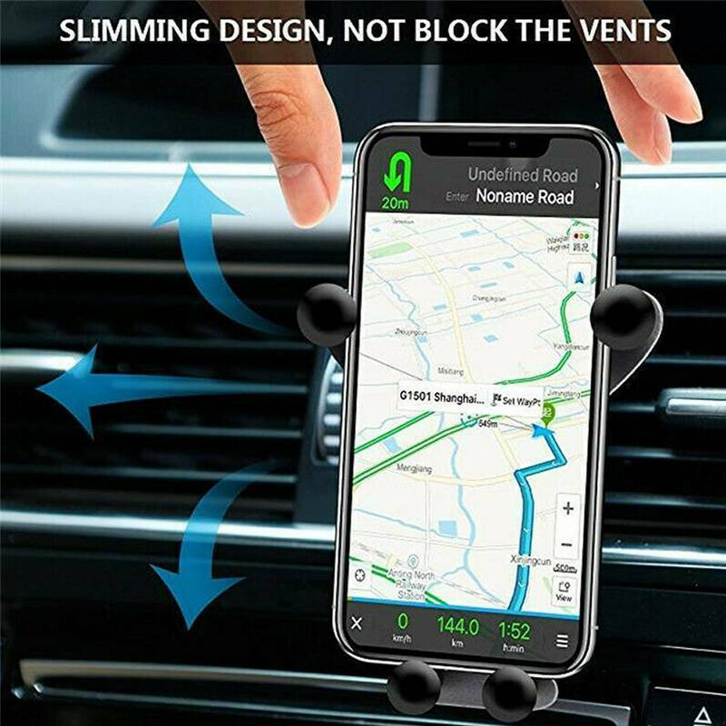 Universal Car Mobile Phone Holder Air Vent Mount Stand Cradle Smart No Touch Gravity Design for iPhone Samsung Galaxy and Other Smartphones 4.0"-6.0" (Gold)